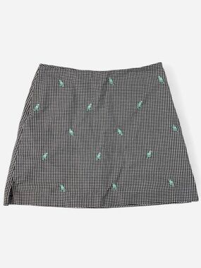 EP PRO Gingham Plaid Ladies Golf Skort with Embroidered Tropical Birds
